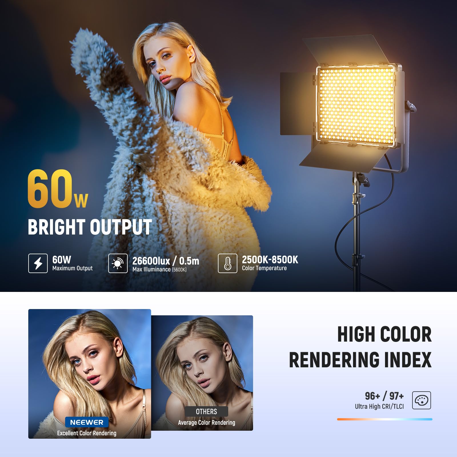 Amazon.com : NEEWER Bi Color LED Panel Video Light APP/2.4G/DMX